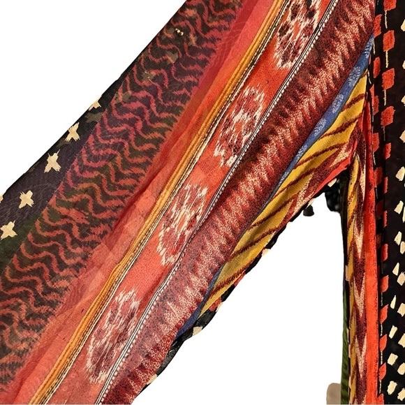 Rene Derhy Vintage Sheer Tribal Print Tunic Top Boho Half Button Front Sz L - Picture 4 of 11